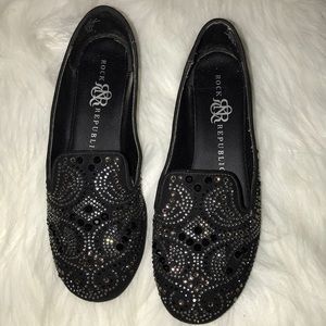 EUC Rock & Republic rhinestone black flats 6